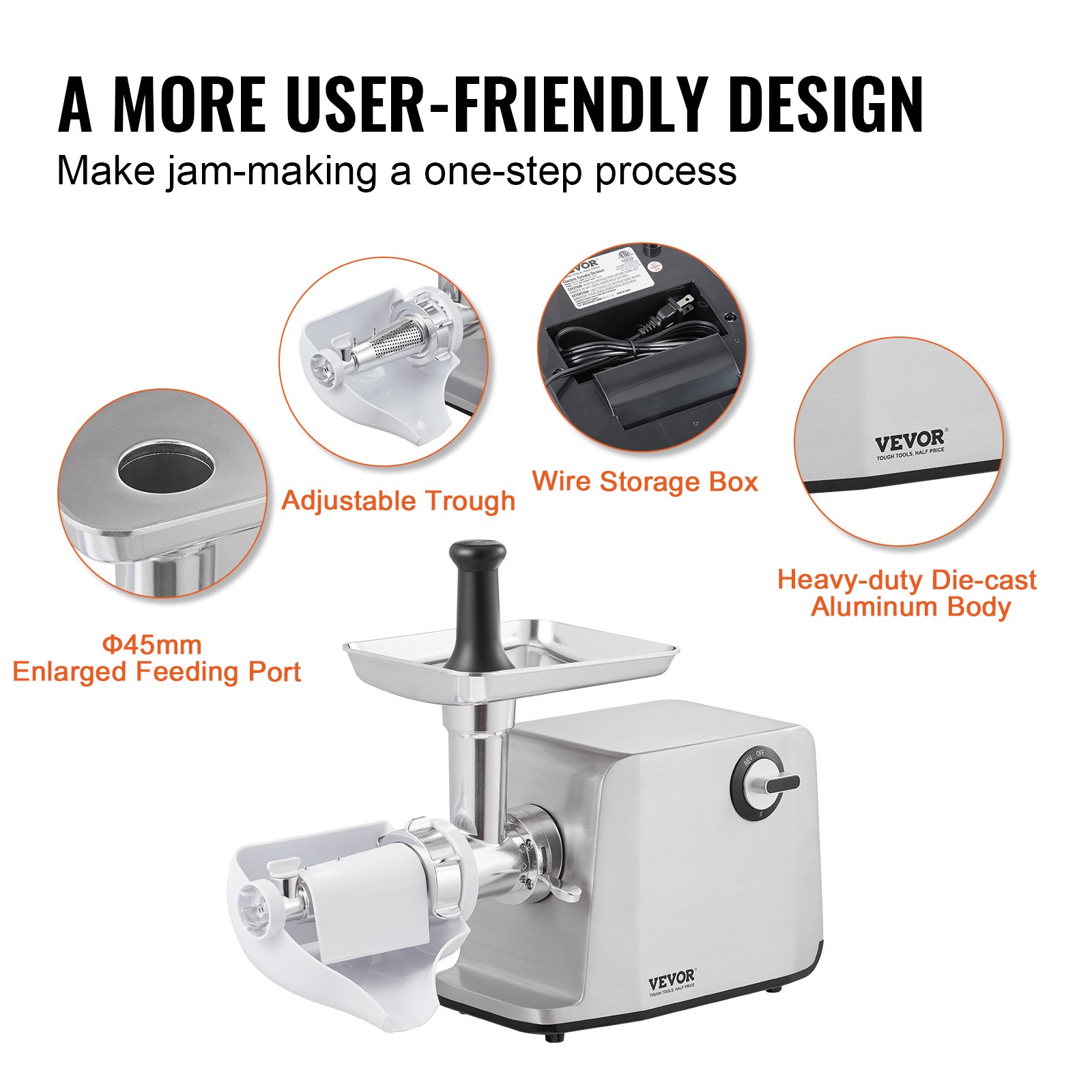 VEVOR Electric Tomato Strainer, 700W Tomato Sauce Maker Machine, 100