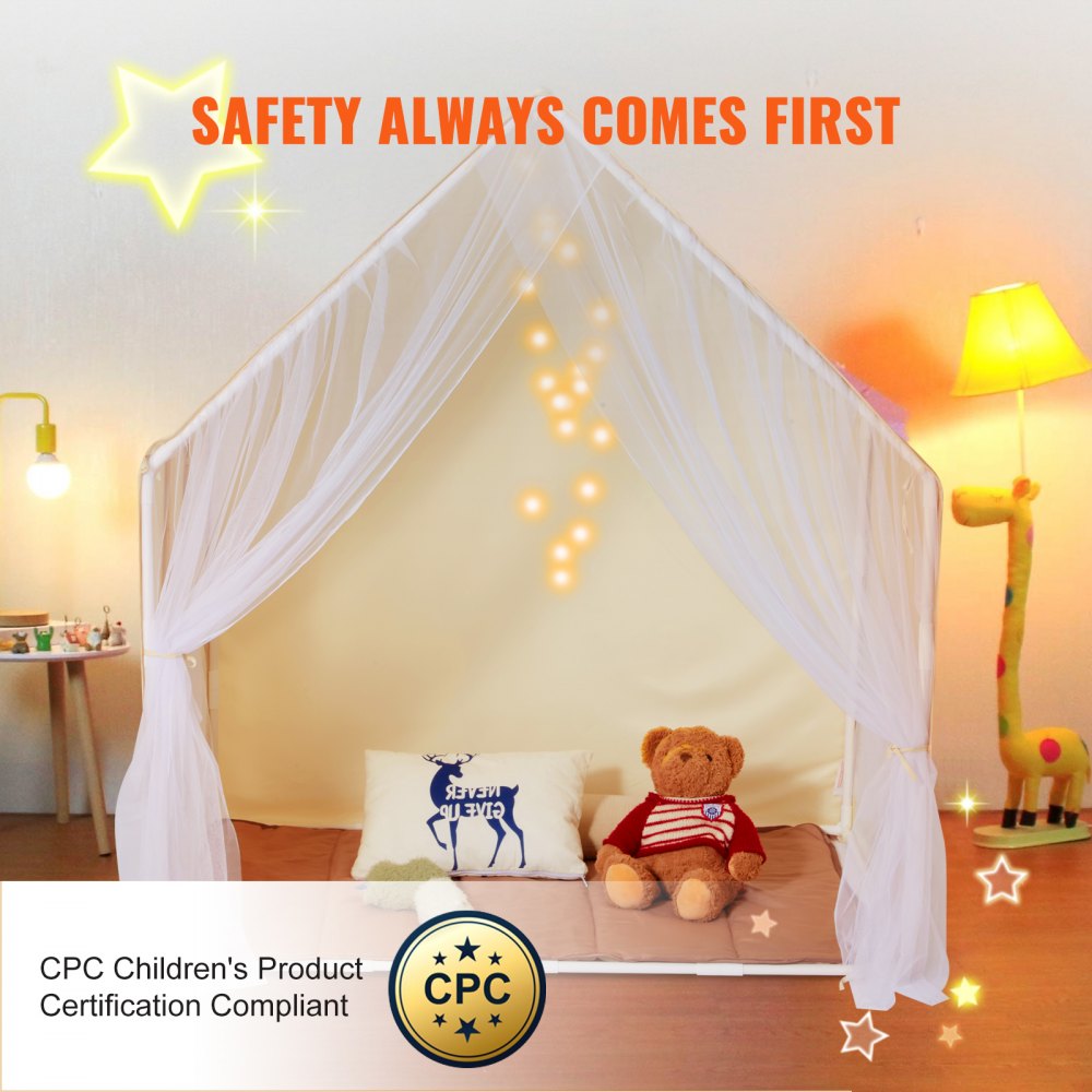Kids Play Tent With Star Lights & Mat - 57x35x47 Indoor Outdoor Playhouse