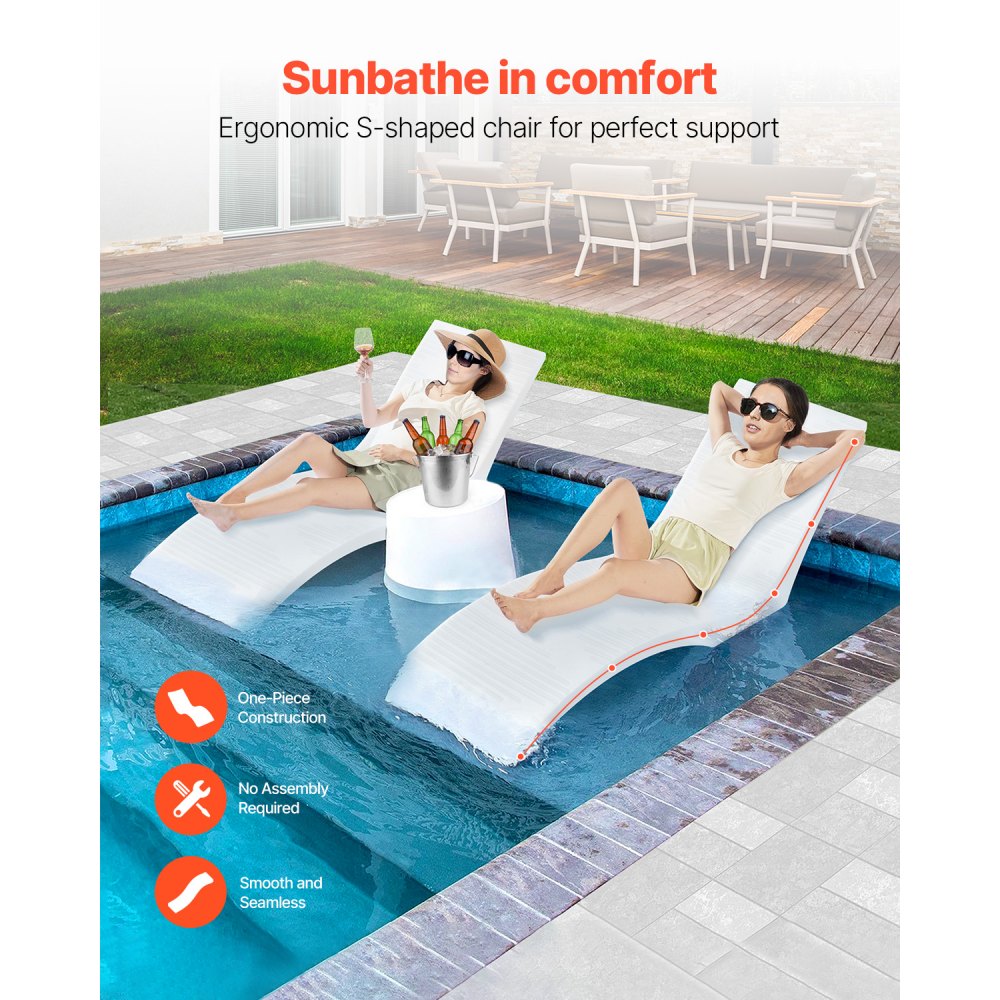 VEVOR Inside Pool Lounge Chairs – 2PCS, 22.8