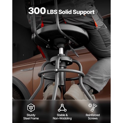 VEVOR Shop Stool with Backrest – 300lbs, 40.6-44.9