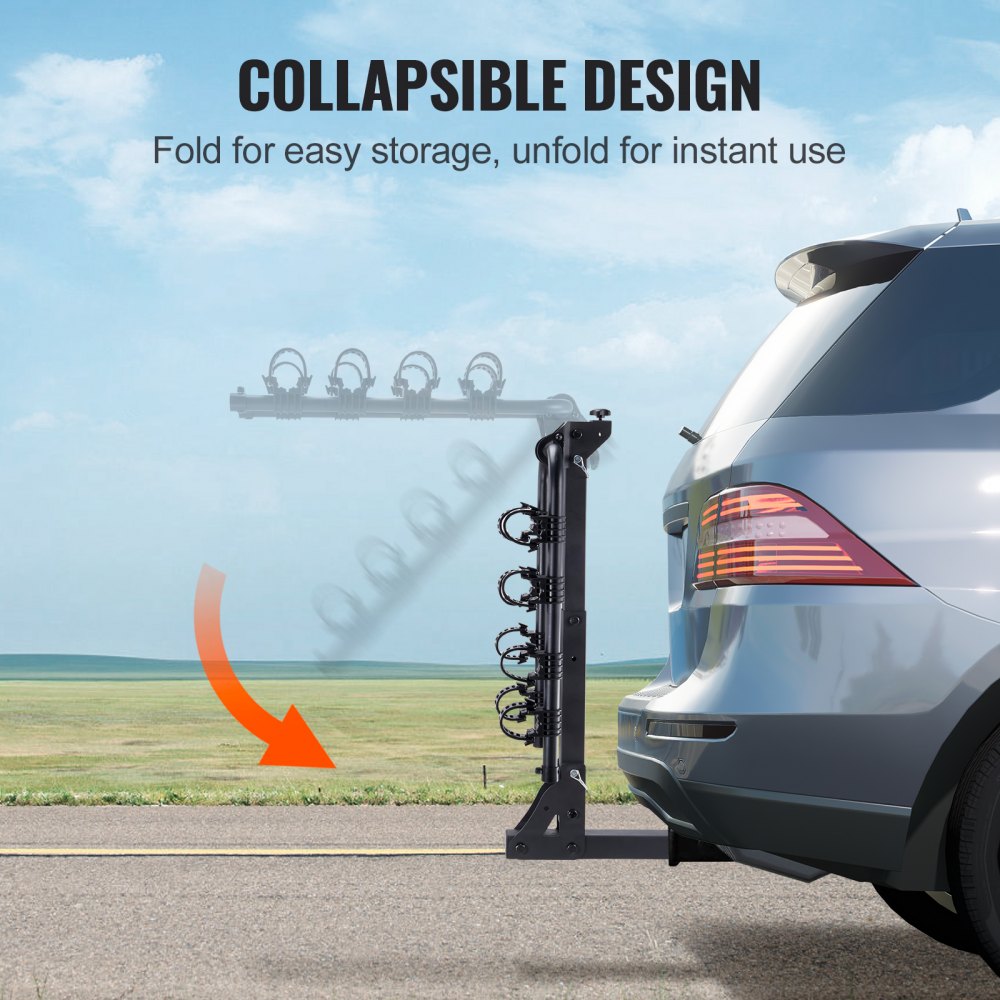 VEVOR 4 Bike Rack Hitch Mount Folding Swing Down Bicycle Carrier Car
