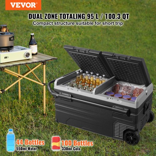 VEVOR Car Fridge Refrigerator – 95L Dual Zone, -4°F Cooling