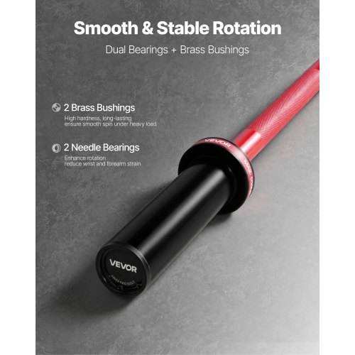 VEVOR 4FT Barbell Bar, Fits 2-Inch Weight Plates, Barbell Bar with