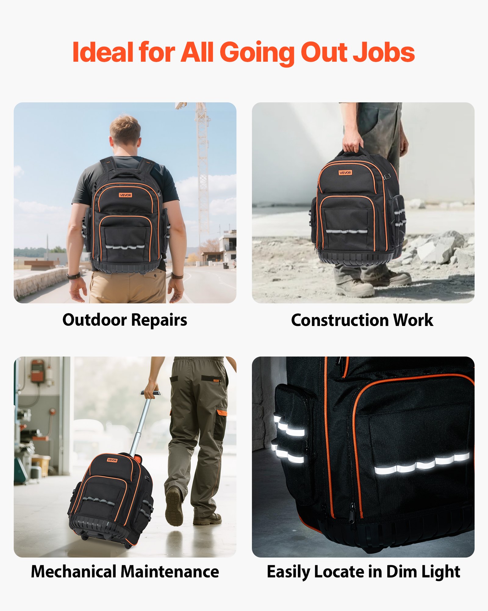 VEVOR Rolling Tool Bag with Wheels – 45 Pockets, 110 lbs