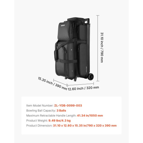 VEVOR Bowling 3 Ball Bags with Wheels – 41.34