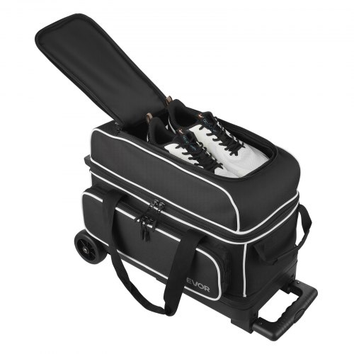 VEVOR 2 Ball Bowling Bag with Padded Holders & Shoe Pocket