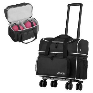 2 Ball Bowling Bag with Wheels Four Roller Bowling Bag with Shoe ...