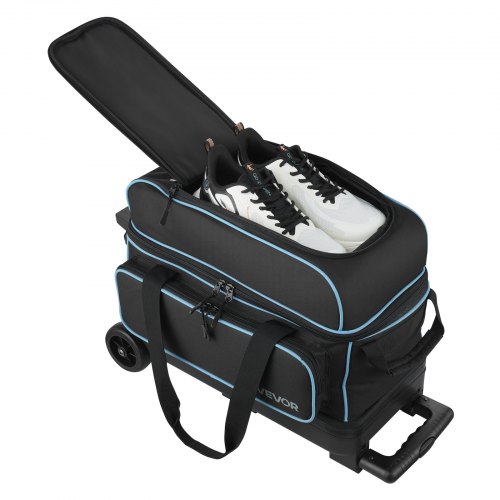 VEVOR 2 Ball Bowling Bag with Wheels – 41.32in Handle, 5mm PE