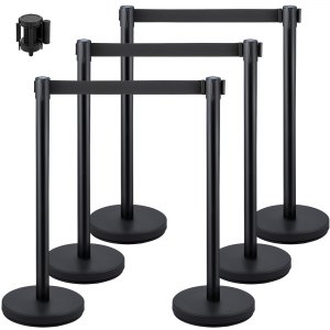 VEVOR 6 PCS Black Stanchion Posts Stainless Steel Stanchion Queue Post ...