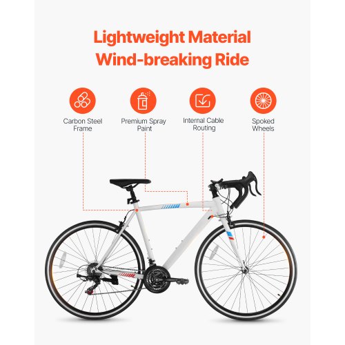 VEVOR 21 Speed Road Bike – 700x25C Wheels, 67 x 18 x 37 Inch