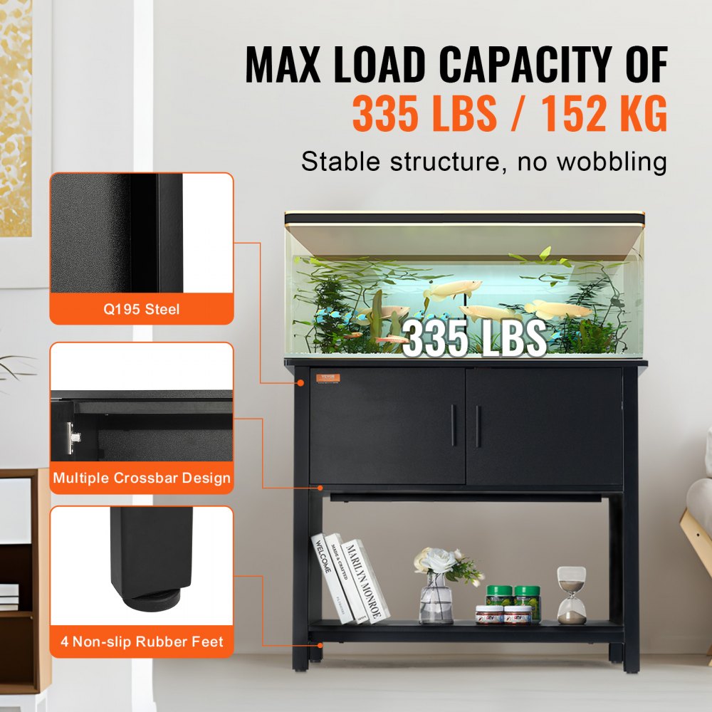 VEVOR Aquarium Stand, 40 Gallon Fish Tank Stand, 36.6 x 18.9 x 31.5 in ...