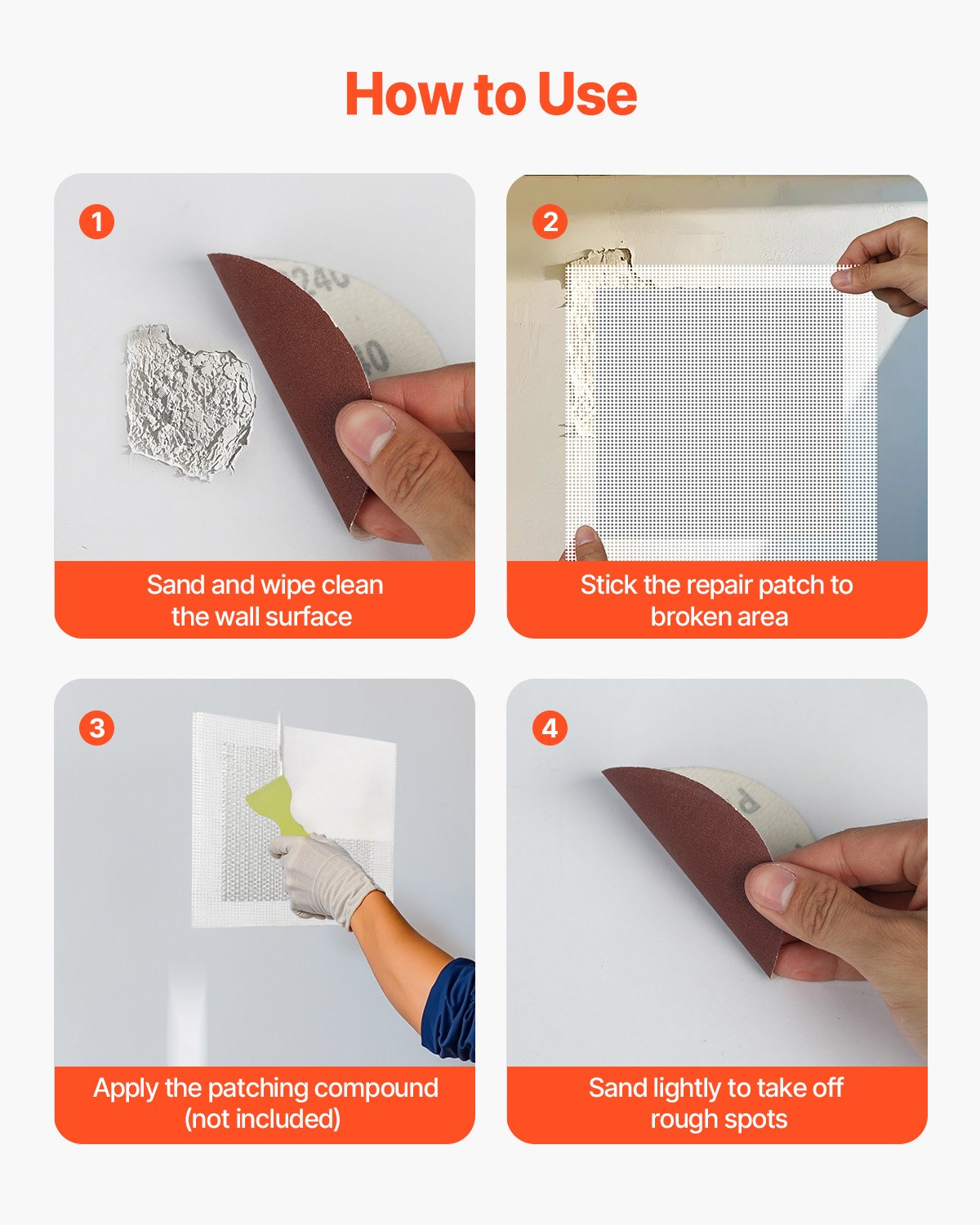 VEVOR Drywall Hole Repair Kit — 16PCS Aluminum Patch Set