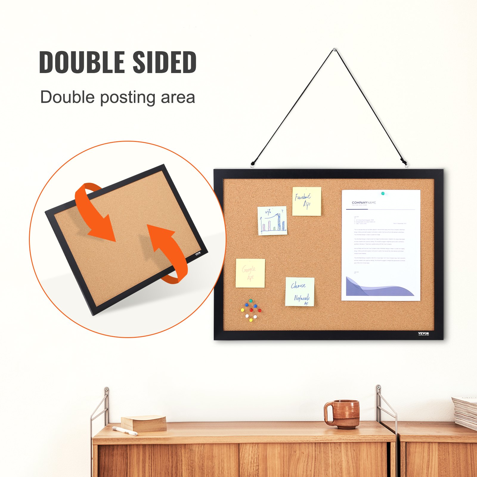 VEVOR Cork Board Bulletin Board 24