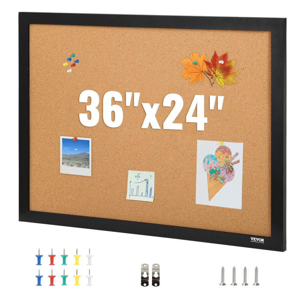 VEVOR Cork Board, 36x24 inches Bulletin Board with MDF Sticker Frame ...