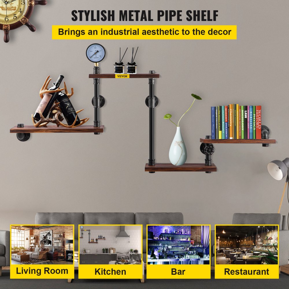 VEVOR Pipe Shelf, Industrial Steel Pipe Shelving w/ 4-Shelf Solid