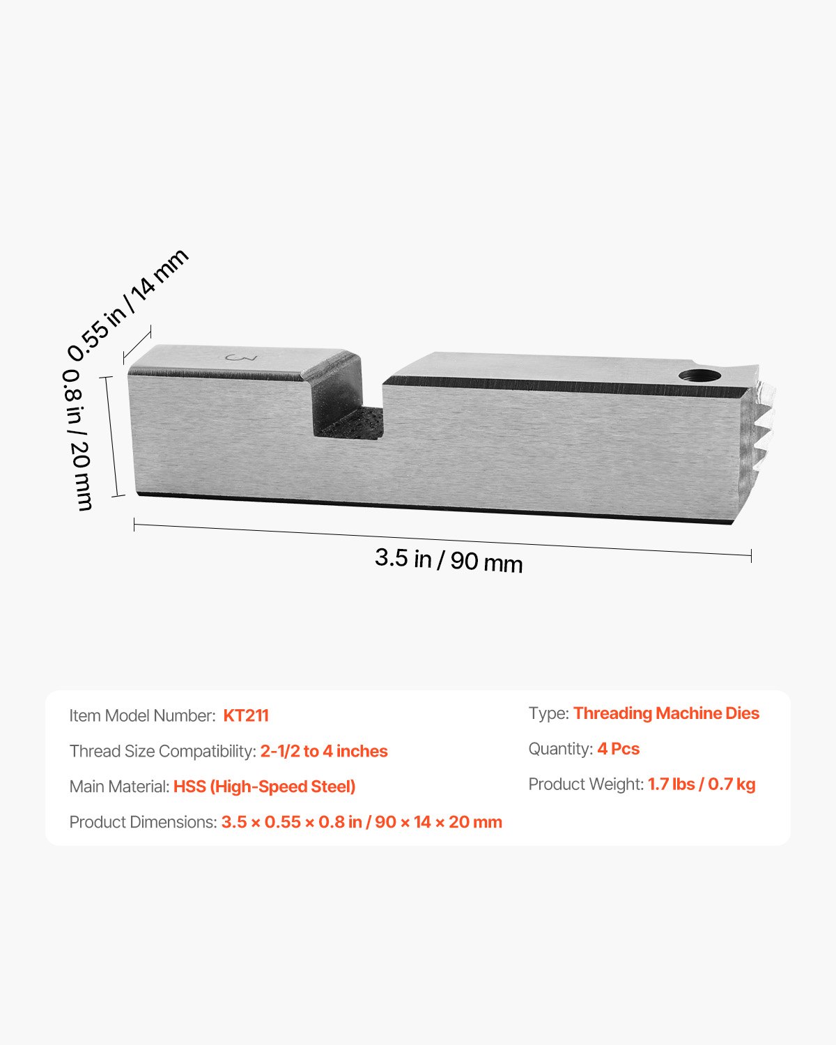 VEVOR Pipe Threading Dies – 2-1/2 to 4 Inch, 4 Packs