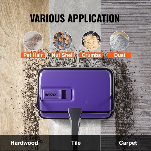 VEVOR Carpet Sweeper Manual, Floor Sweeper with 300 ml Dustbin Capacity ...