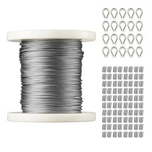 VEVOR 1/16 Wire Rope Kit, 304 Stainless Steel Cable with 80 Sleeves and ...