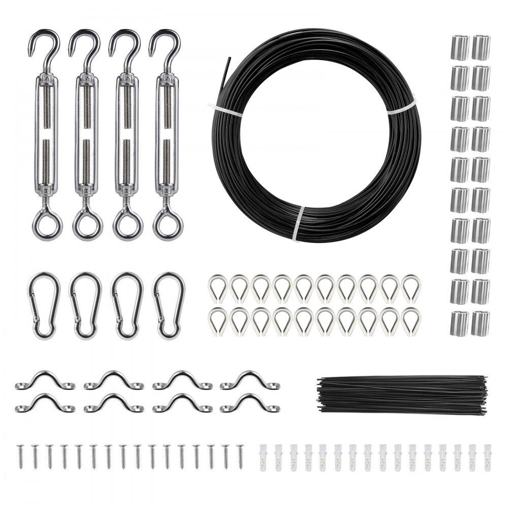 VEVOR Vinyl Coated Wire Rope Kit, 3/32 Cable Through 1/16 Diameter ...