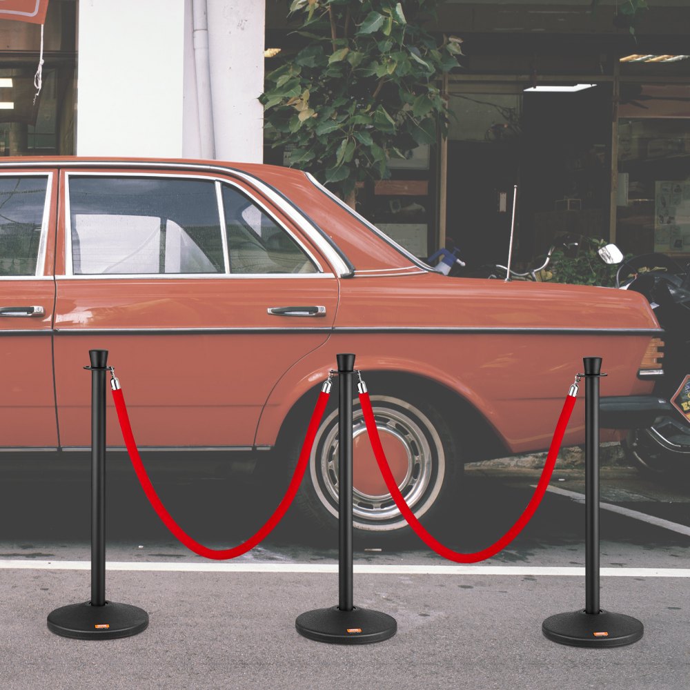 Cafe Posts Ropes And Ropes VEVOR Stanchion Posts with Velvet Ropes, 6-Pack Crowd Control Stanchion ...