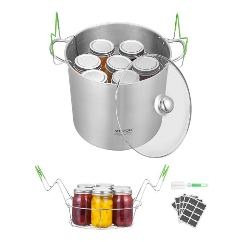 Canning Pot with Rack and Glass Lid 21 QT Stainless Steel Waterbath ...