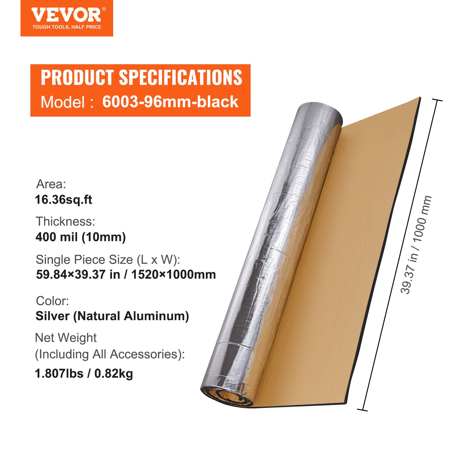 VEVOR Car Sound Deadening Mat, 400 mil 16 sqft Automotive Sound ...
