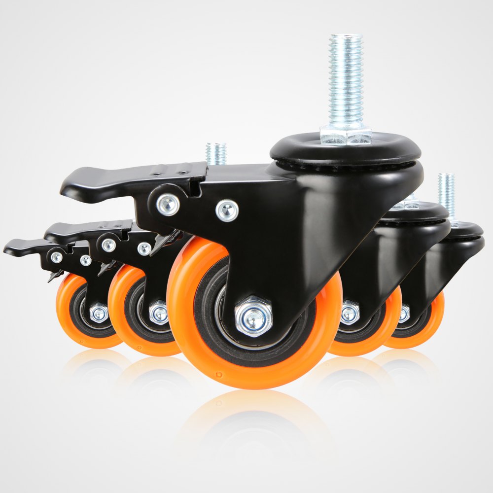 VEVOR Caster Wheels, 2 inch, Set of 4, 110 lbs Load Capacity, Threaded ...