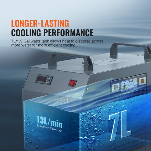 VEVOR Industrial Water Chiller, CW-5200, Industrial Water Cooler Cooling System with Built-in Compressor 7L Water Tank Capacity 13 L/min Max Flow Rate, for CO2 Laser Engraving Machine Cooling Machine main image 0