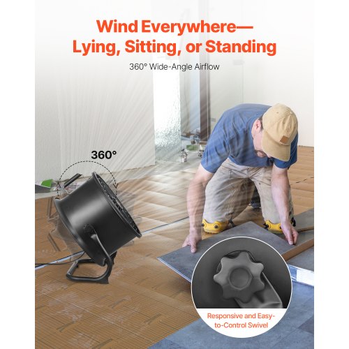 14 Inch Floor Fan 3 Speeds 360° Adjustable Tilt High-Velocity ...