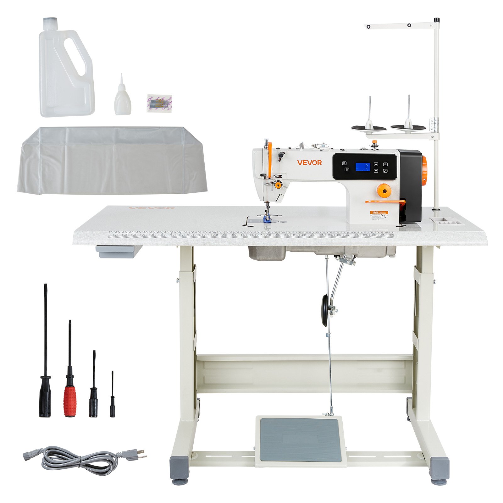 VEVOR Industrial Sewing Machine, 550W Lockstitch Sewing Machine Set ...
