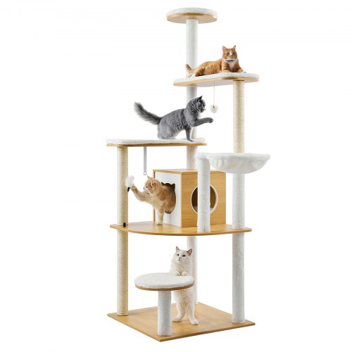 VEVOR Multi Level Cat Condo – 68.9 Inches, 2-in-1 Cat Tree
