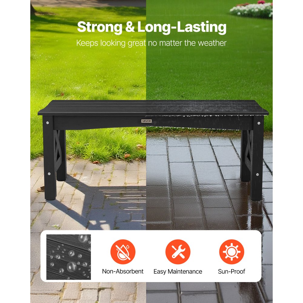 VEVOR Black Patio Bench – 44.5