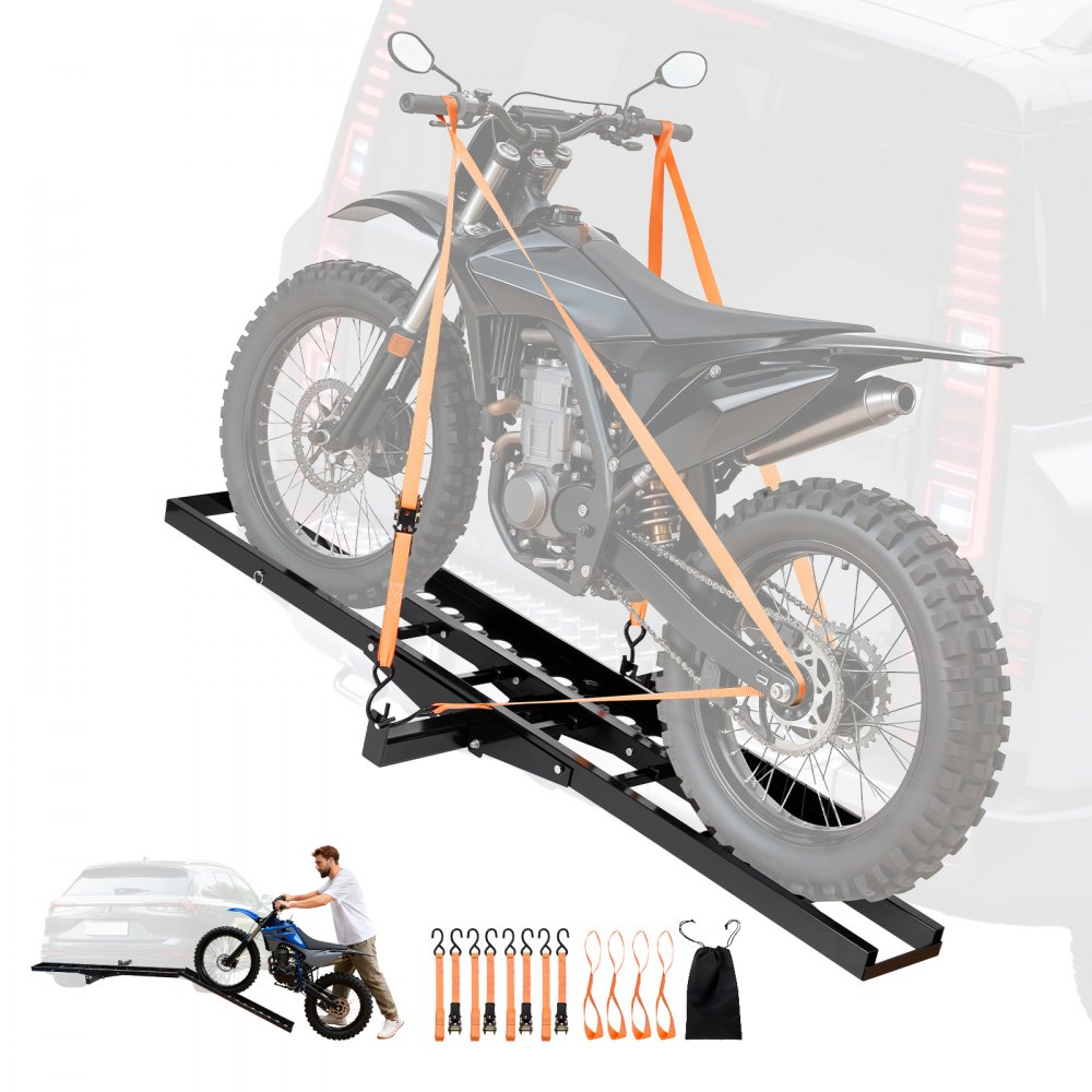 VEVOR Motorcycle Carrier, 500 lbs Capacity, Heavy Duty Steel Hitch ...