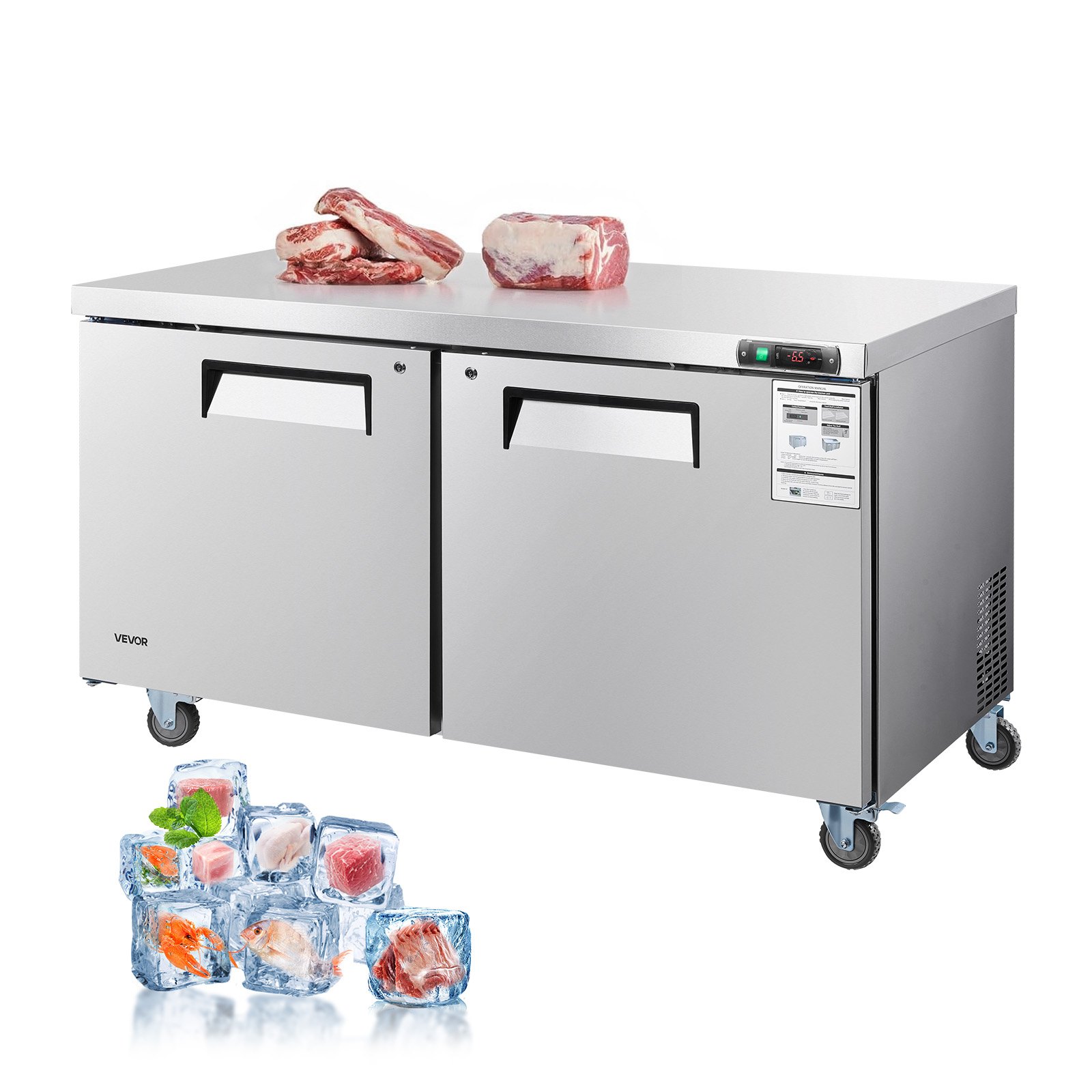 VEVOR Under Worktop Fridge and Freezer – 14.8 Cu.Ft, 2 Doors