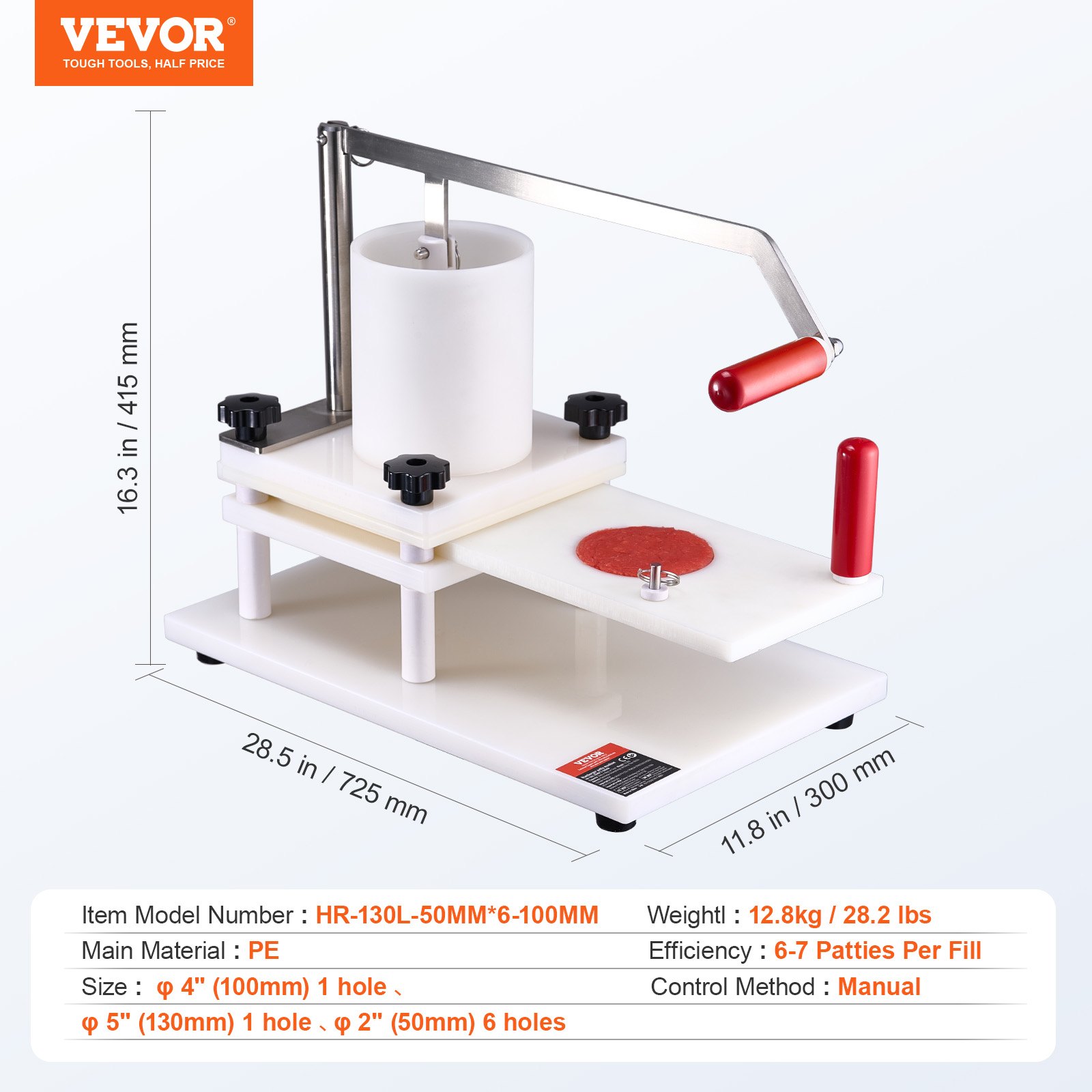 VEVOR Commercial Burger Patty Maker, 3 Convertible Mold(2/4/5-inch ...