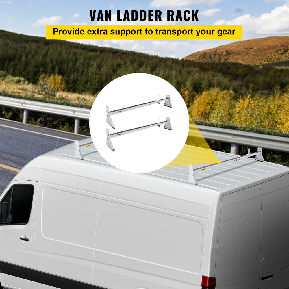 VEVOR Van Roof Ladder Rack, 2 Bars, 331 LBS Capacity, 52