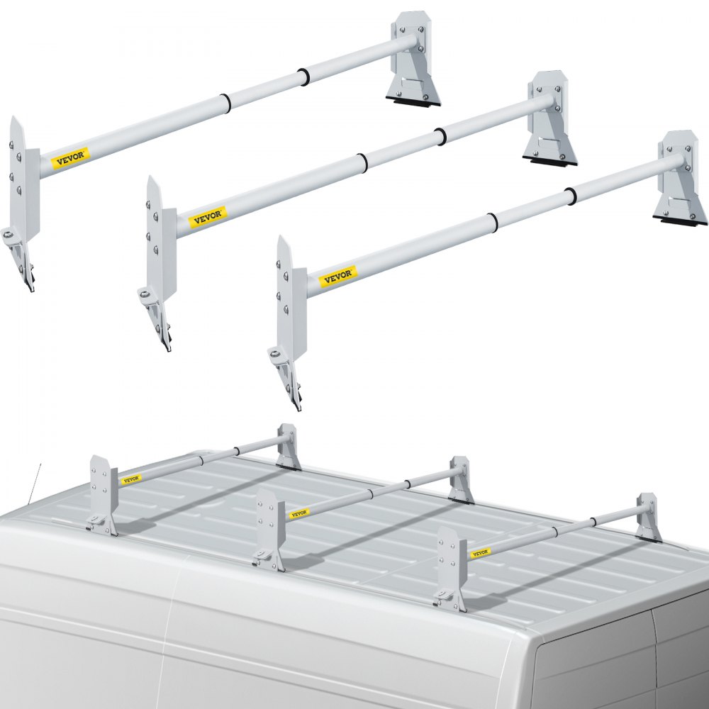 VEVOR Van Roof Ladder Rack, 3 Bars, 661 LBS Capacity, Heavy Duty 34.6 ...