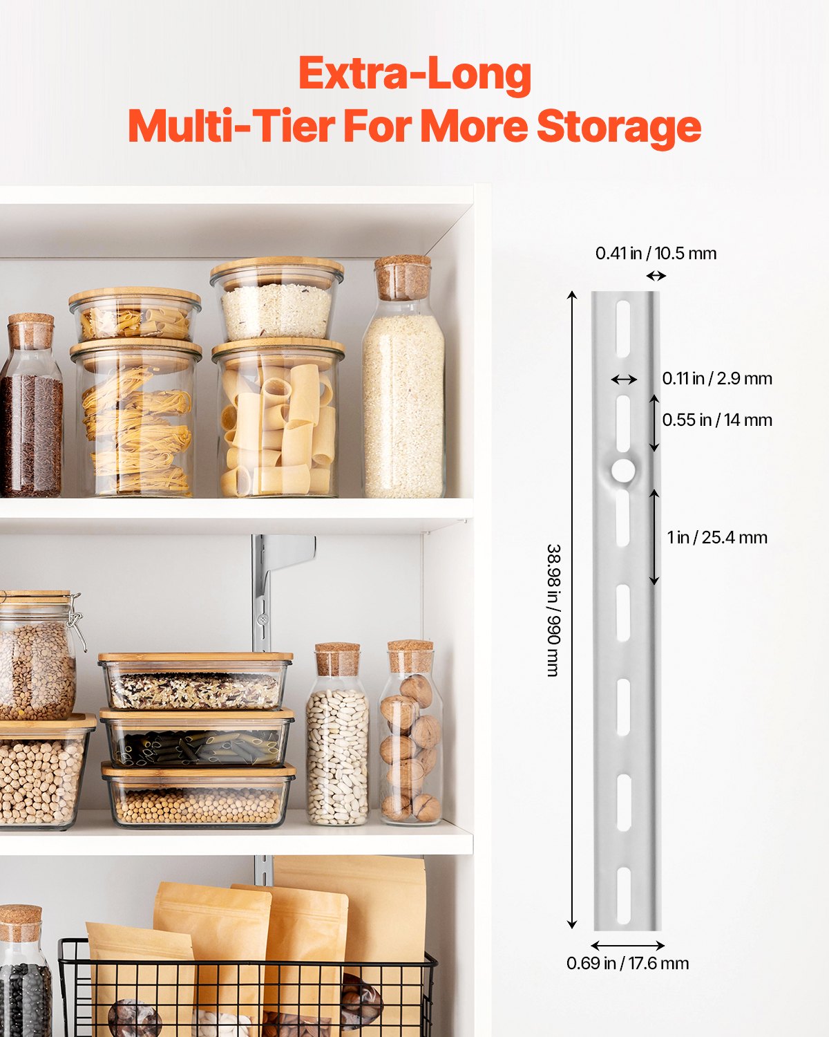 VEVOR Shelf Pilaster, 39-inch 10 Pack, Upright Wall Shelving System ...