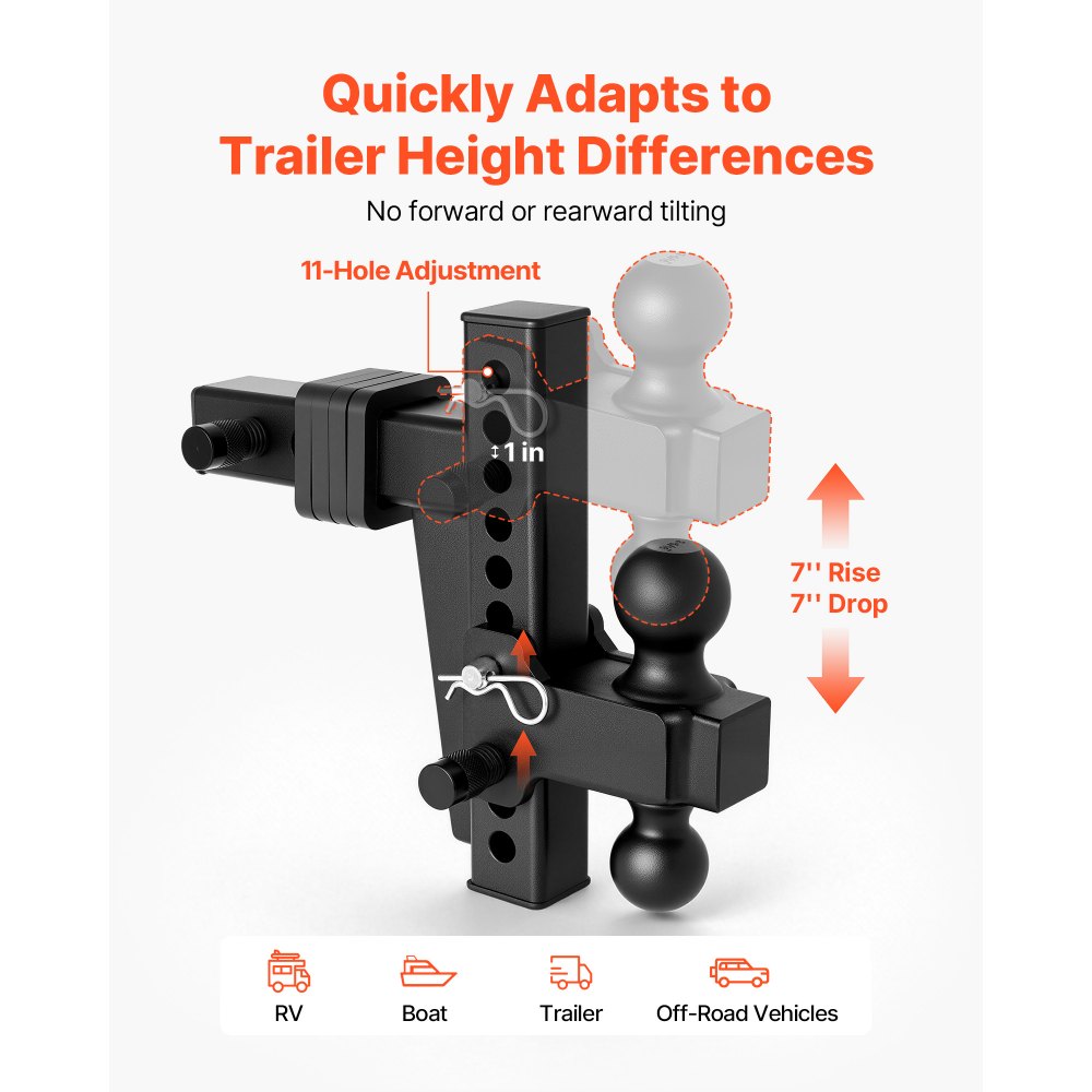 VEVOR Adjustable Trailer Hitch, Fit 2 Inch Receiver, Trailer Hitch ...