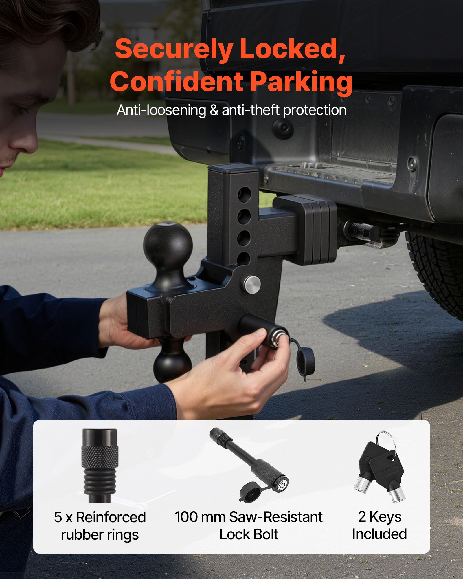 VEVOR Adjustable Trailer Hitch, Fit 2 Inch Receiver, Trailer Hitch ...