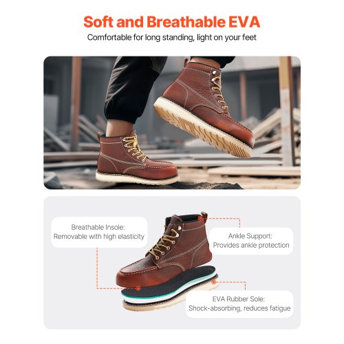 Steel Toe Work Boots US Size 11 Waterproof Moc Toe for Men Slip ...