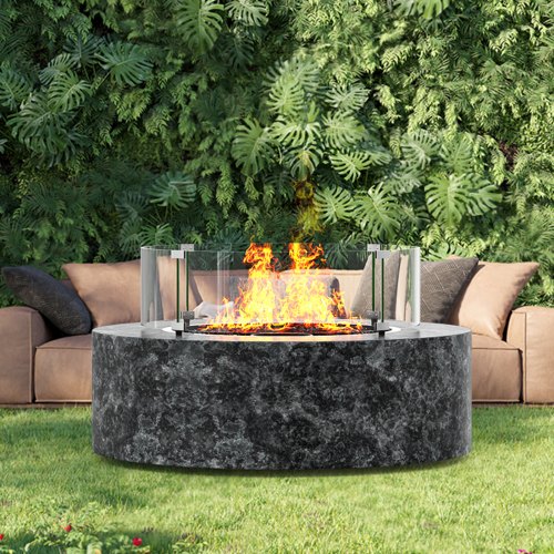 VEVOR Fire Pit Wind Guard, 740 x 214mm Round Glass Flame Shield