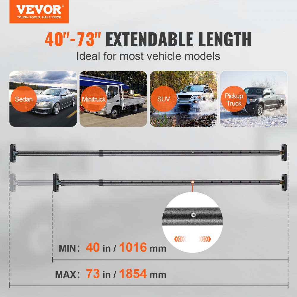 VEVOR Cargo Bar, Truck Bed Bar Adjustable from 40" to 73", Heavyduty