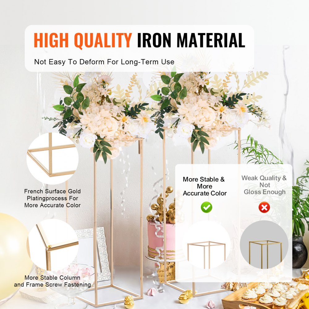 Recwption Column VEVOR 2PCS 31.5inch/80cm High Wedding Flower Stand, Metal Vase Column ...