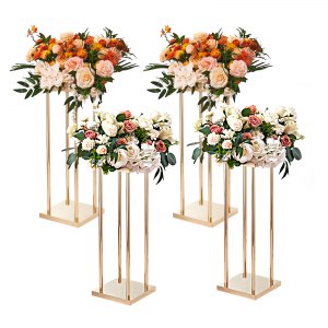 VEVOR 4PCS Gold Metal Column Wedding Flower Stand, 31.5inch High With ...