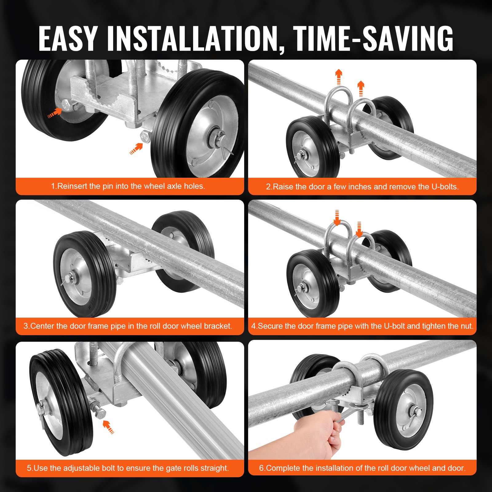 VEVOR Sliding Gate Kit, 6” Rolling Gate Hardware Kit, Universal ...