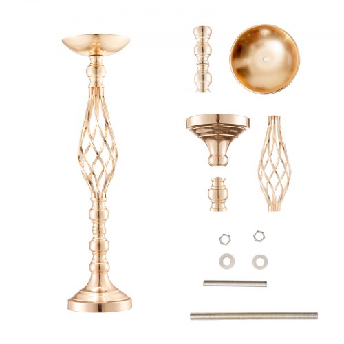 VEVOR 10PCS 16cm/6.3” Wedding Flower Vase Metal Gold Floral Stand for Table main image 1