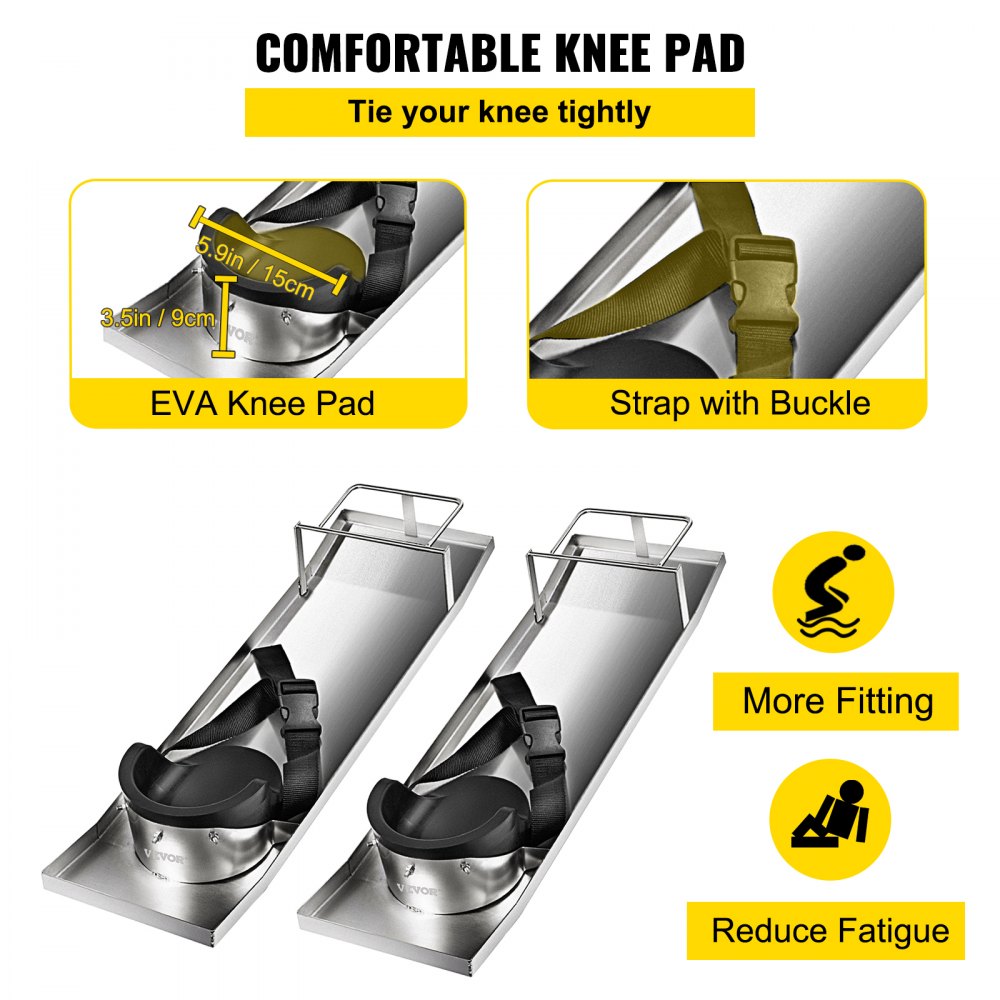 VEVOR 30'' x 8'' Concrete Knee Boards Slider Knee Boards Kneeler Board