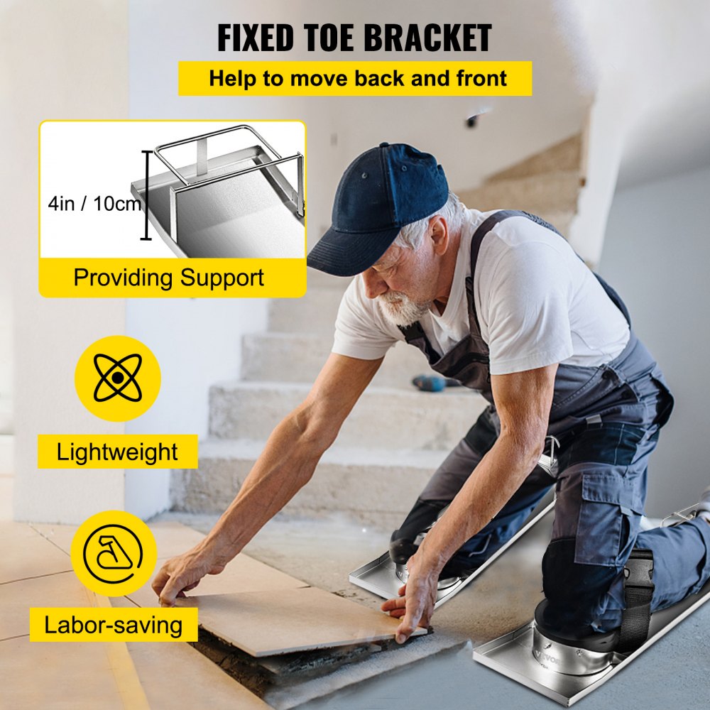 VEVOR 30'' x 8'' Concrete Knee Boards Slider Knee Boards Kneeler Board Stainless Steel