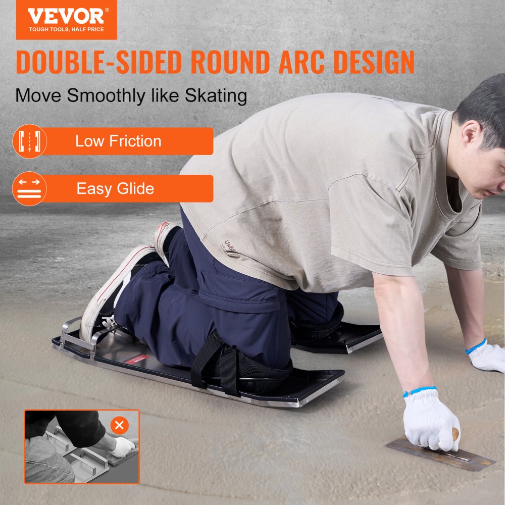 VEVOR Concrete Knee Boards Stainless Steel, 28'' x 8'' Concrete Sliders ...